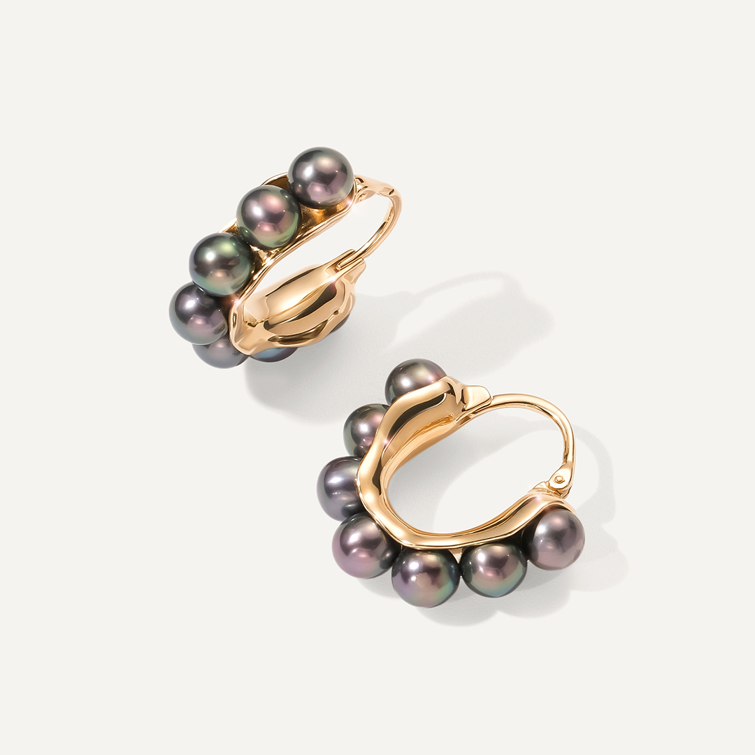 Серьги из желтого золота с жемчгуом