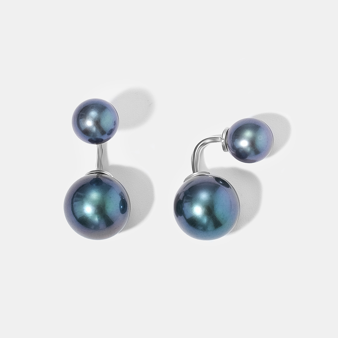 Серьги из белого золота с черным жемчугом Эдисон