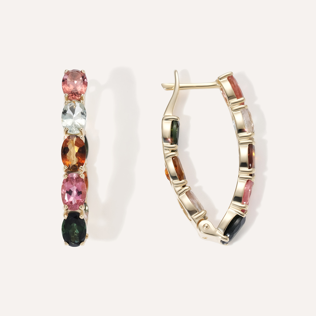 Серьги из желтого золота с турмалинами