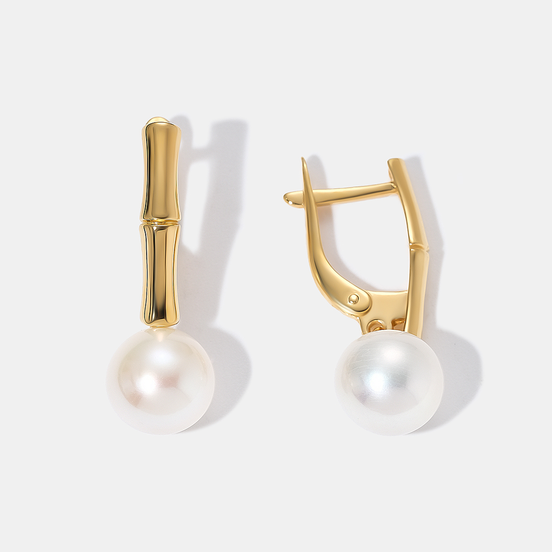 Серьги из желтого золота с жемчугом