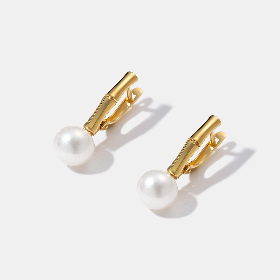 Серьги из желтого золота с жемчугом