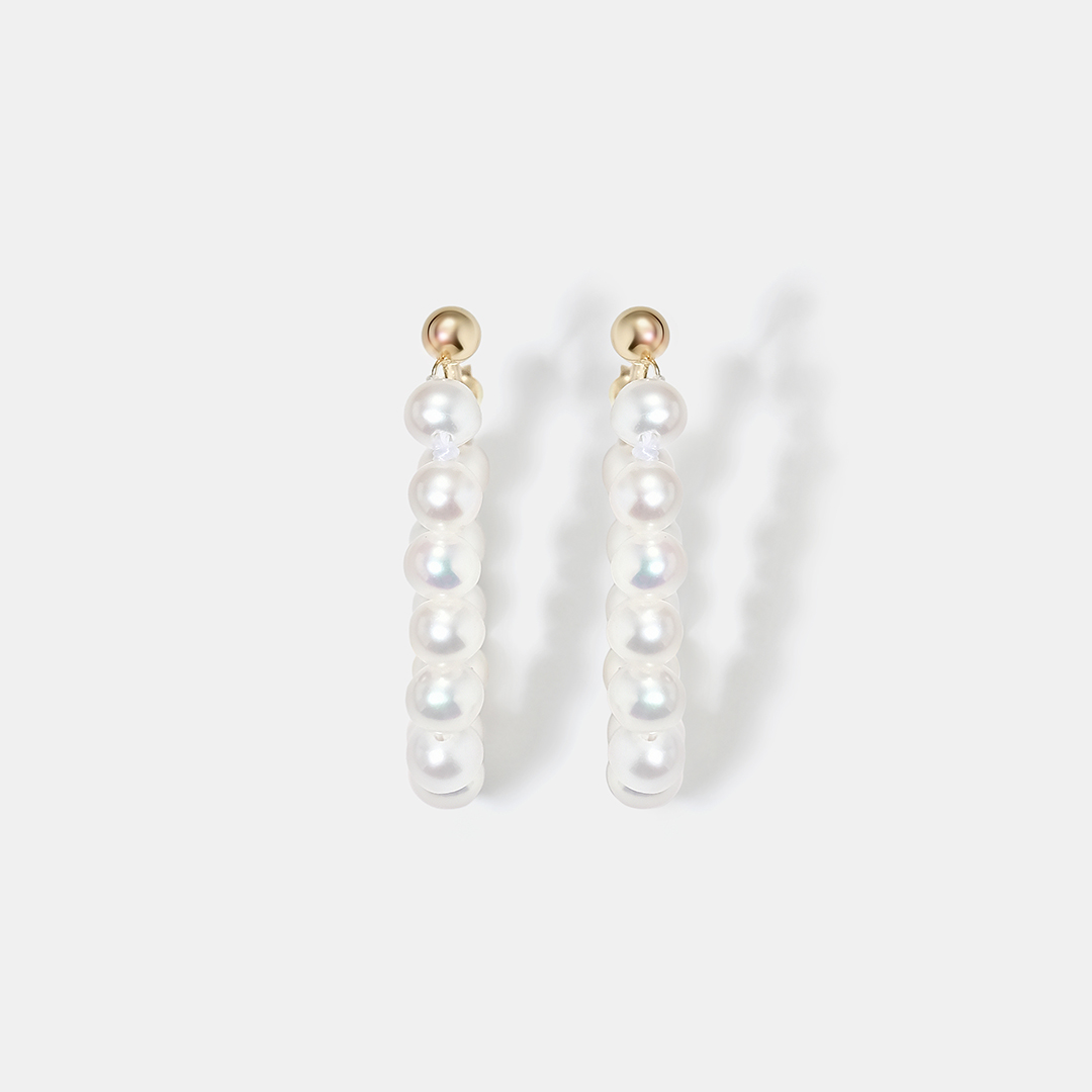 Серьги-пусеты из желтого золота с жемчугом