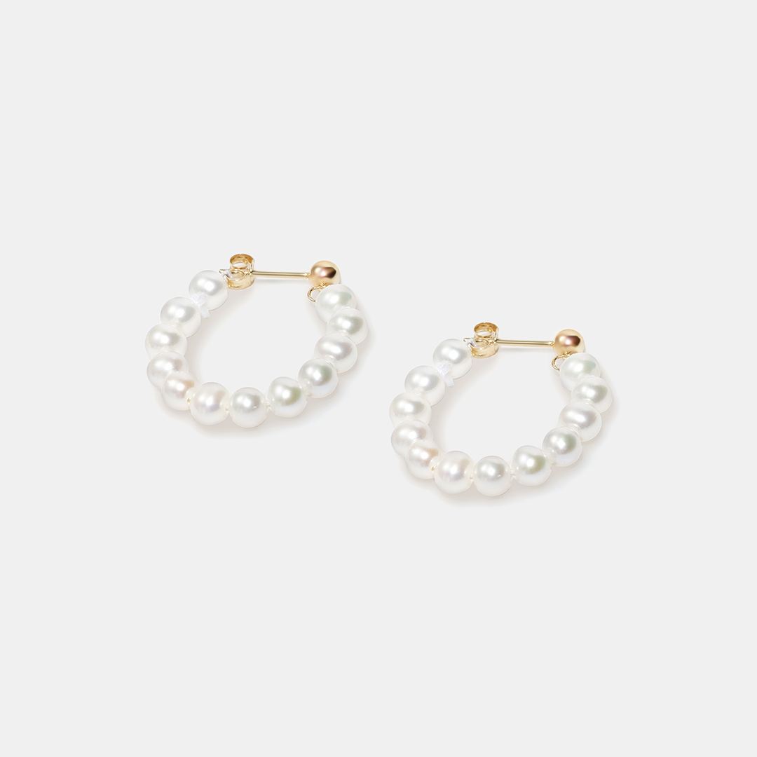 Серьги-пусеты из желтого золота с жемчугом