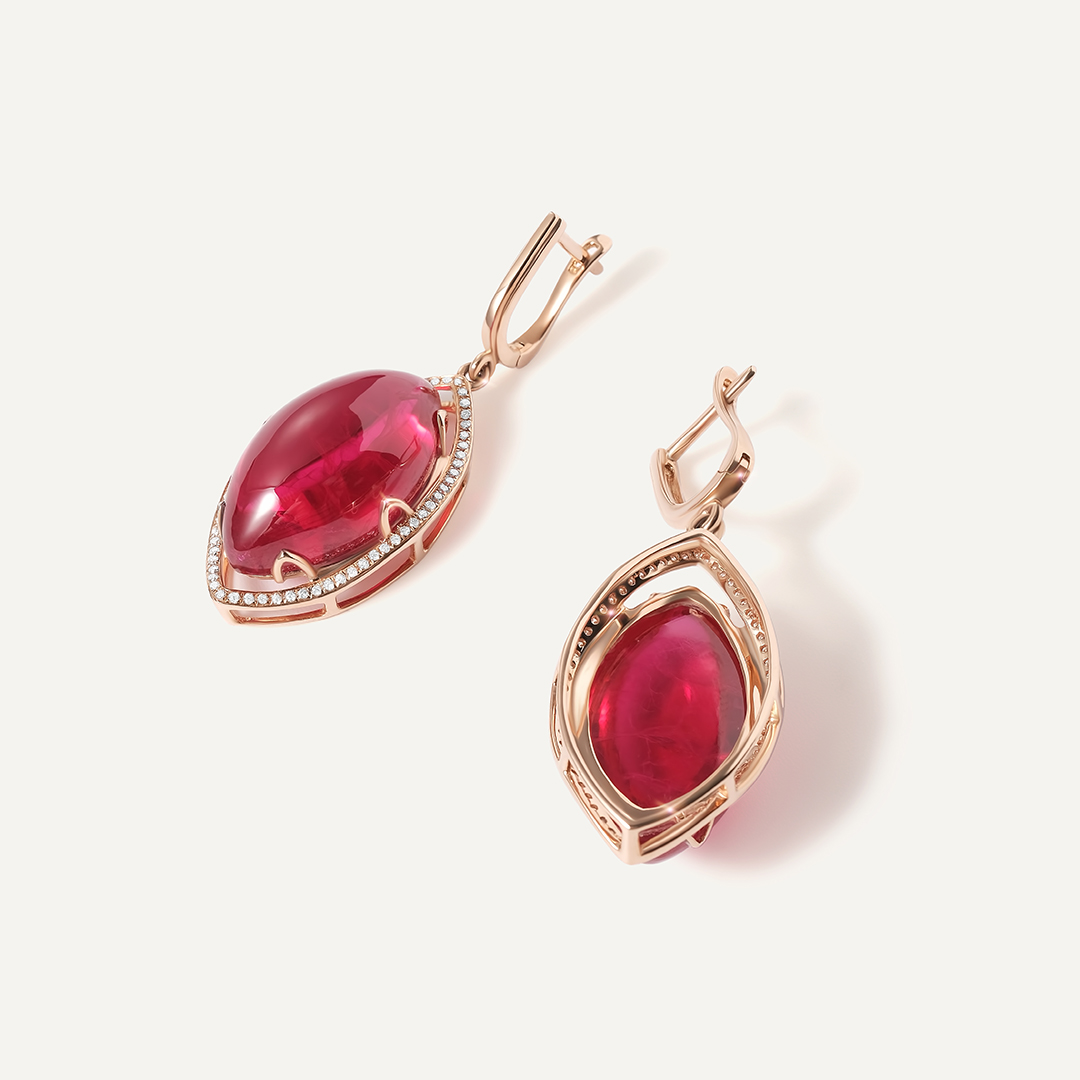 Серьги из золота с рубинами