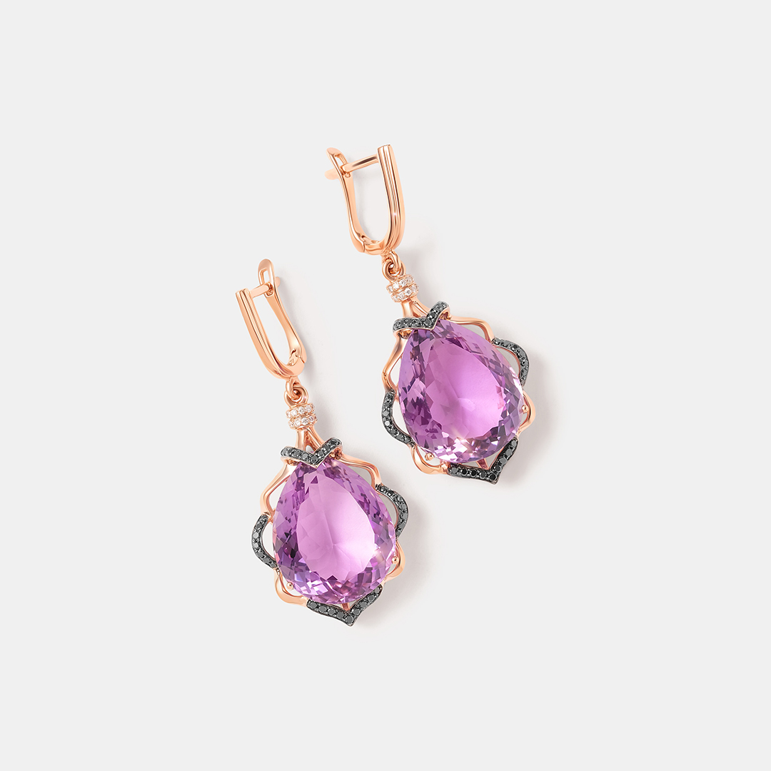 Серьги из золота с аметистами