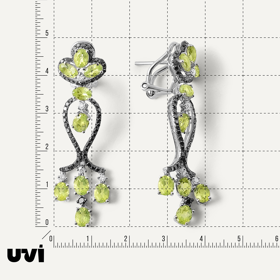 Серьги из белого золота с перидотами