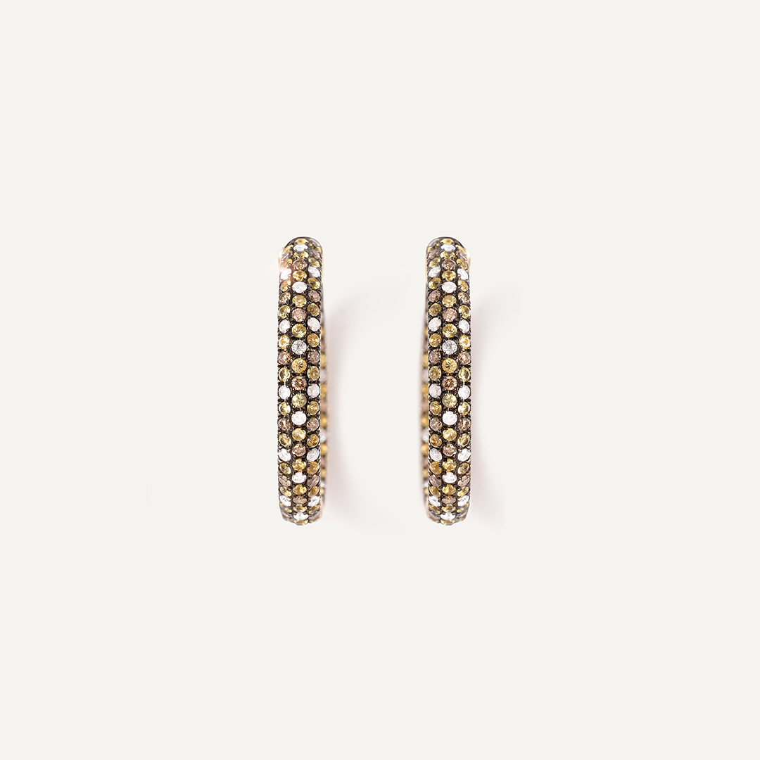 Серьги-конго из желтого золота с желтыми сапфирами и бриллиантами