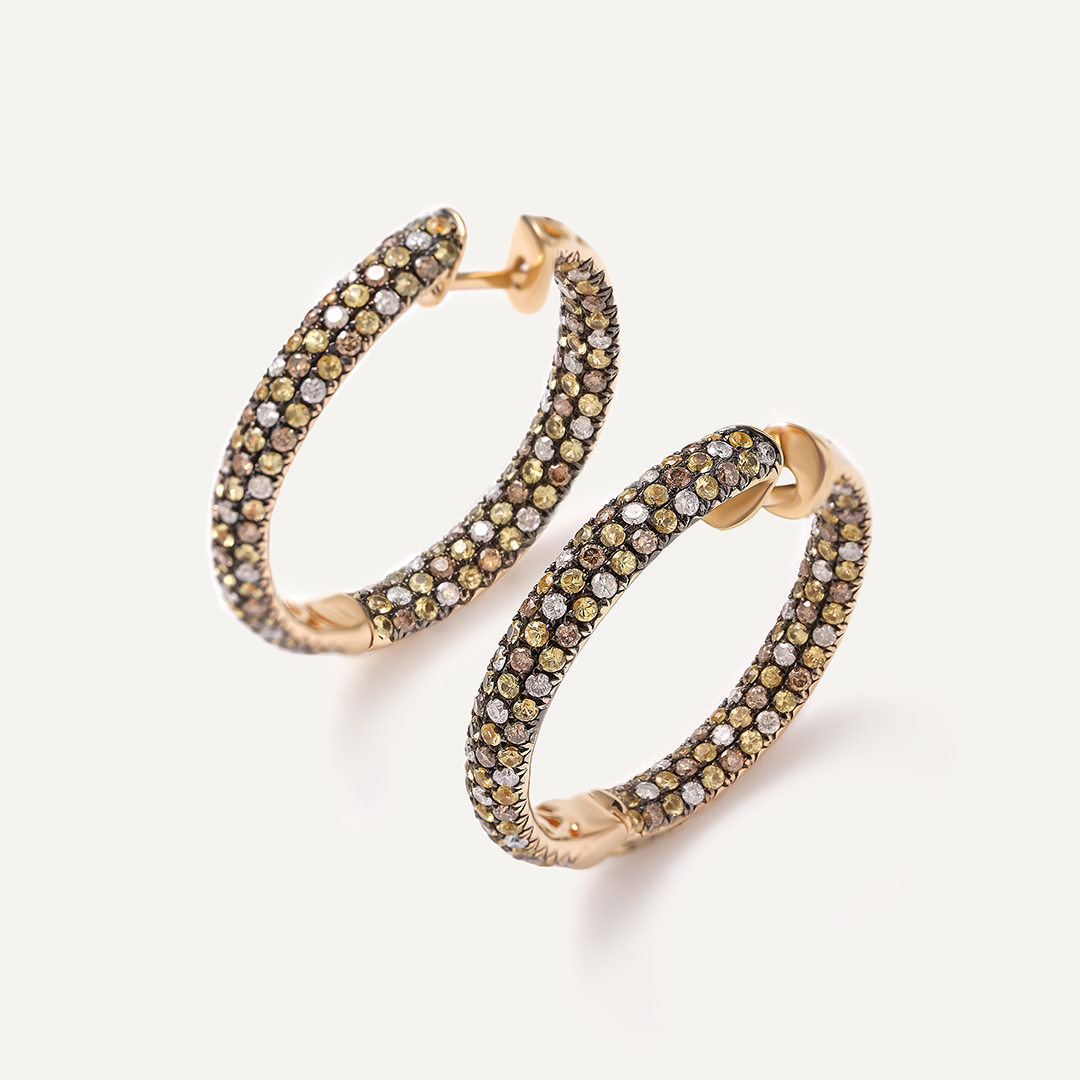 Серьги-конго из желтого золота с желтыми сапфирами и бриллиантами