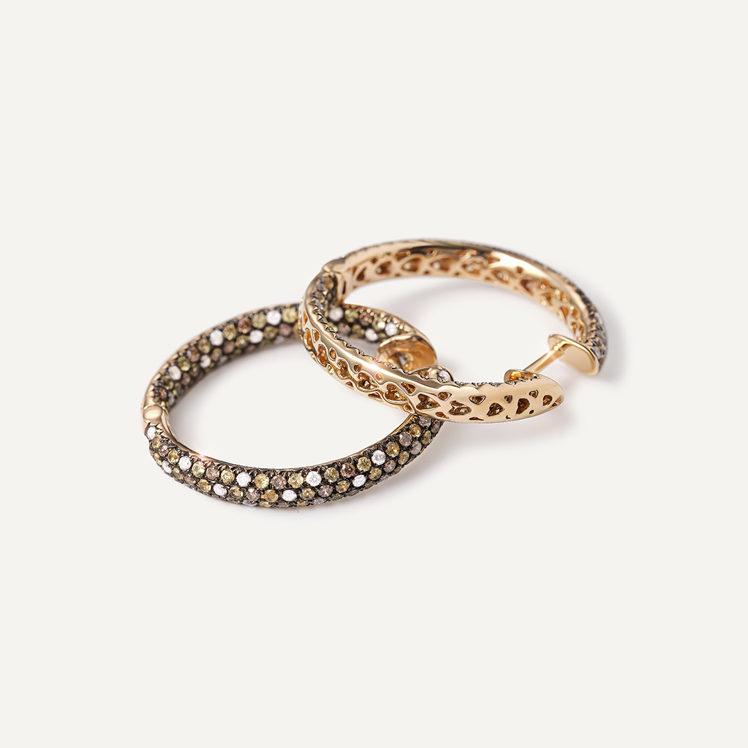 Серьги-конго из желтого золота с желтыми сапфирами и бриллиантами