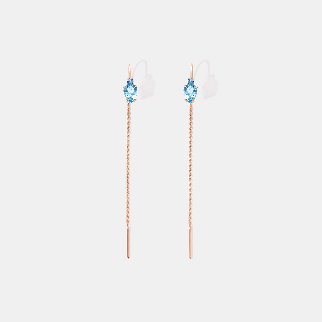 Серьги-протяжки из золота с топазами Свисс