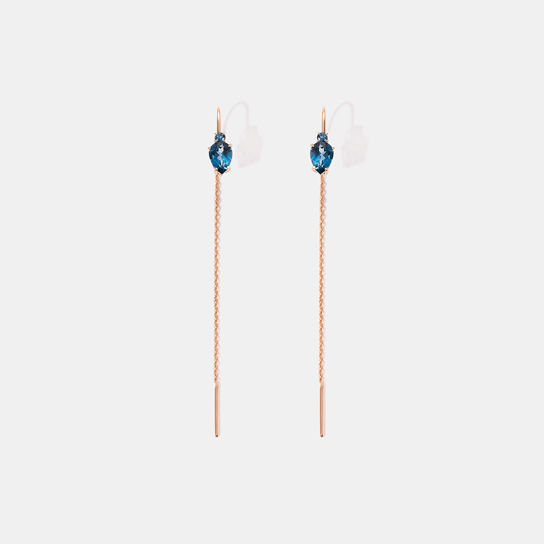 Серьги-протяжки из золота с топазами Лондон