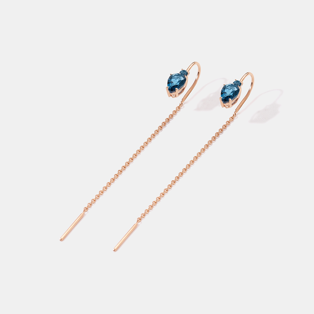 Серьги-протяжки из золота с топазами Лондон