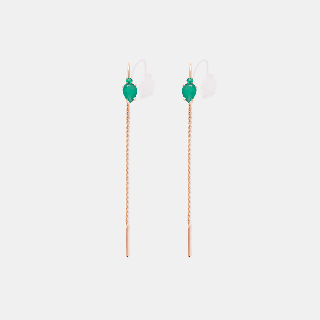 Серьги-протяжки из золота с агатами