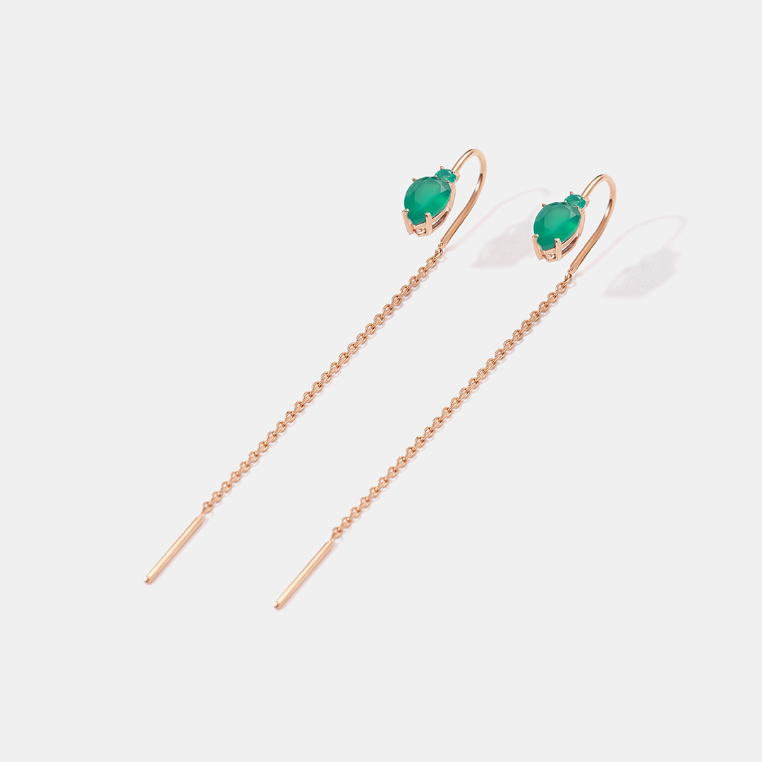 Серьги-протяжки из золота с агатами