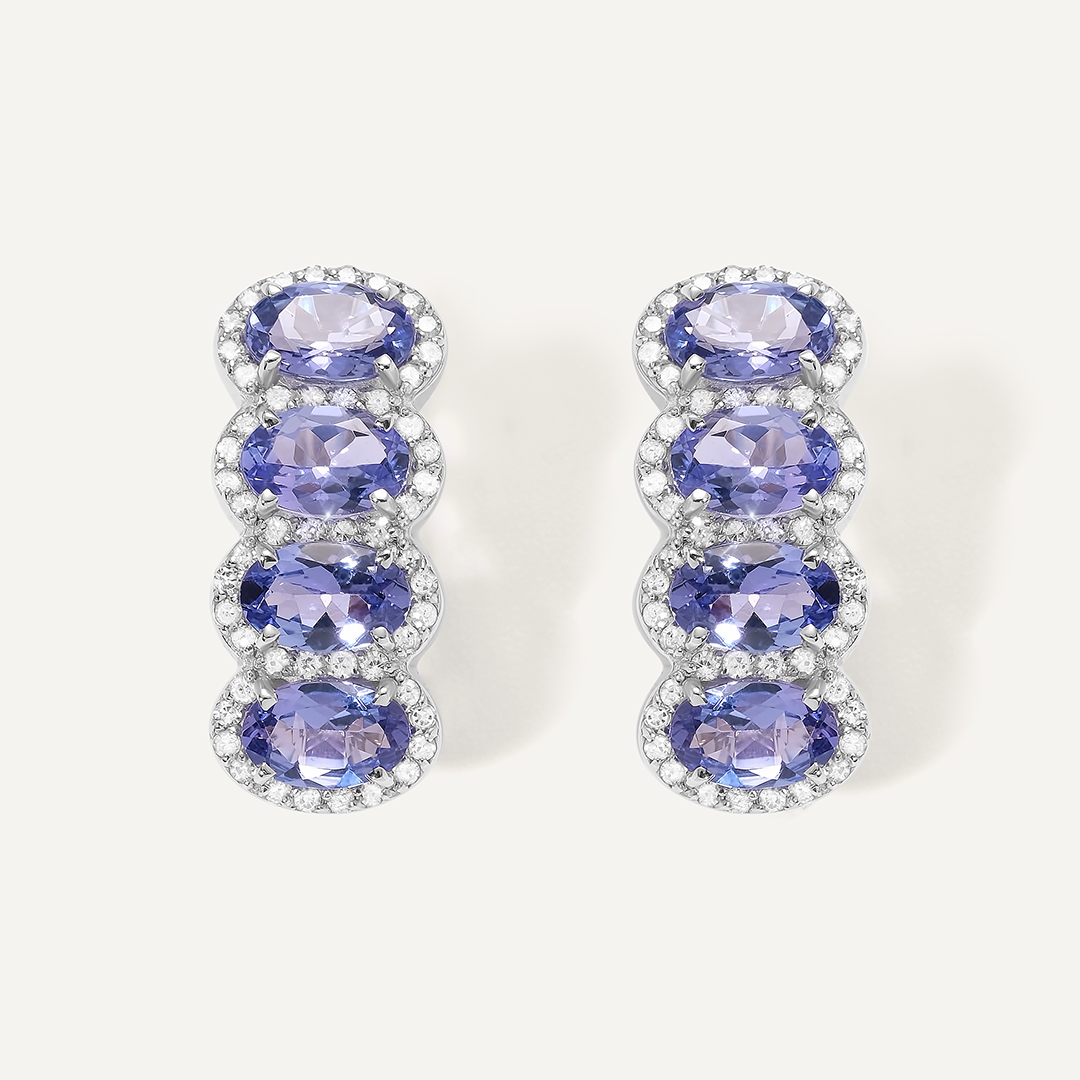 Серьги из белого золота с танзанитами