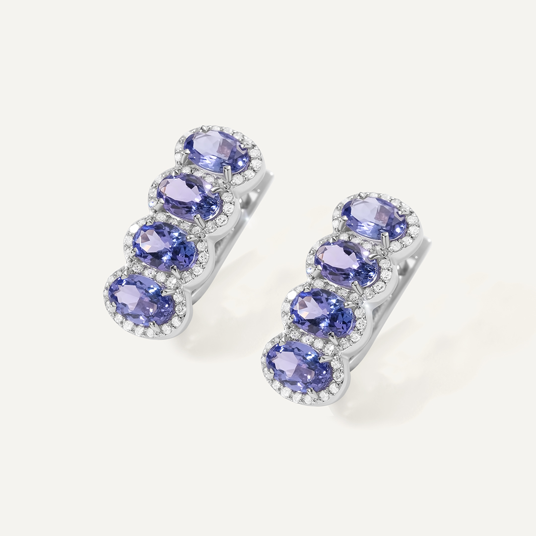 Серьги из белого золота с танзанитами