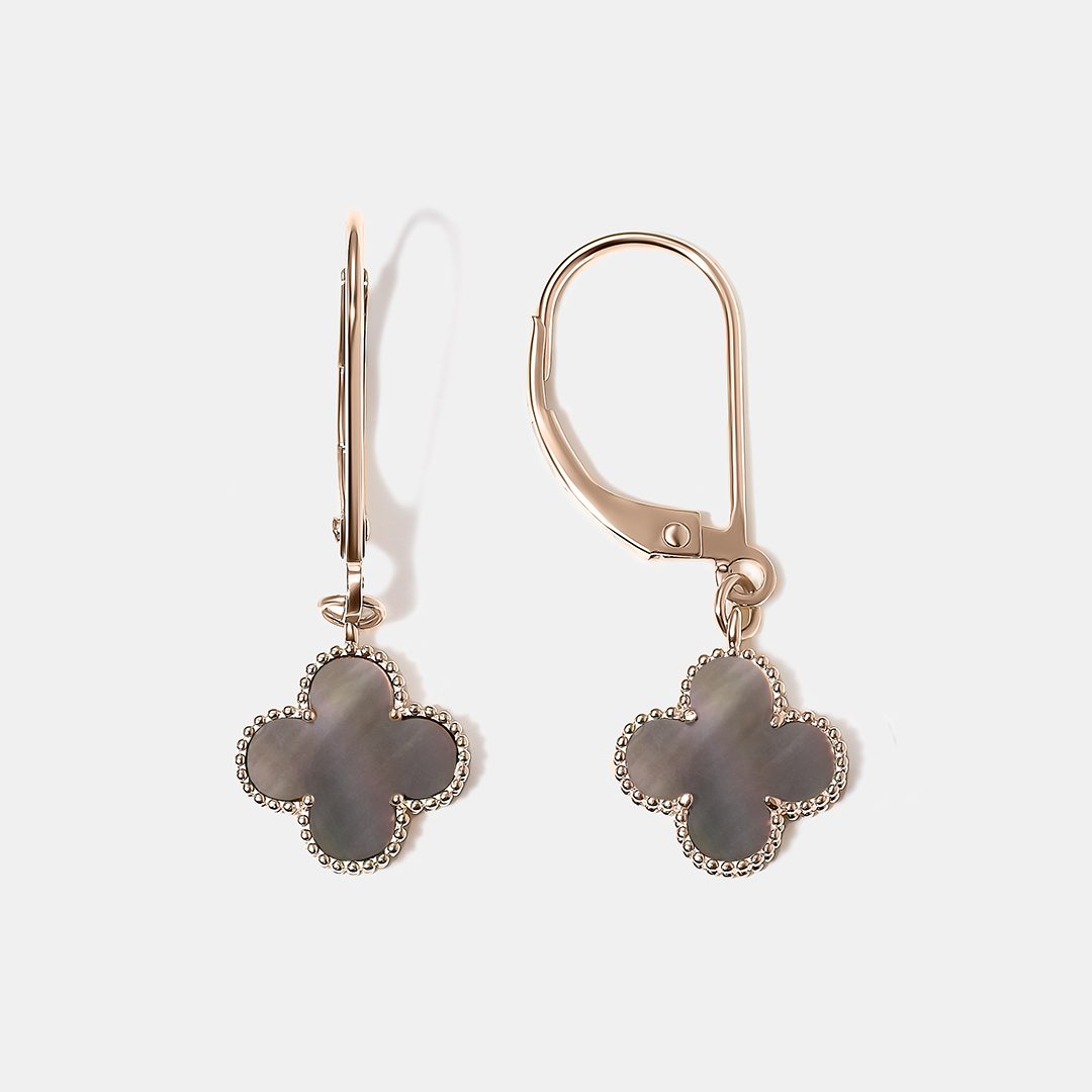 Серьги из золота с перламутром "Клевер"