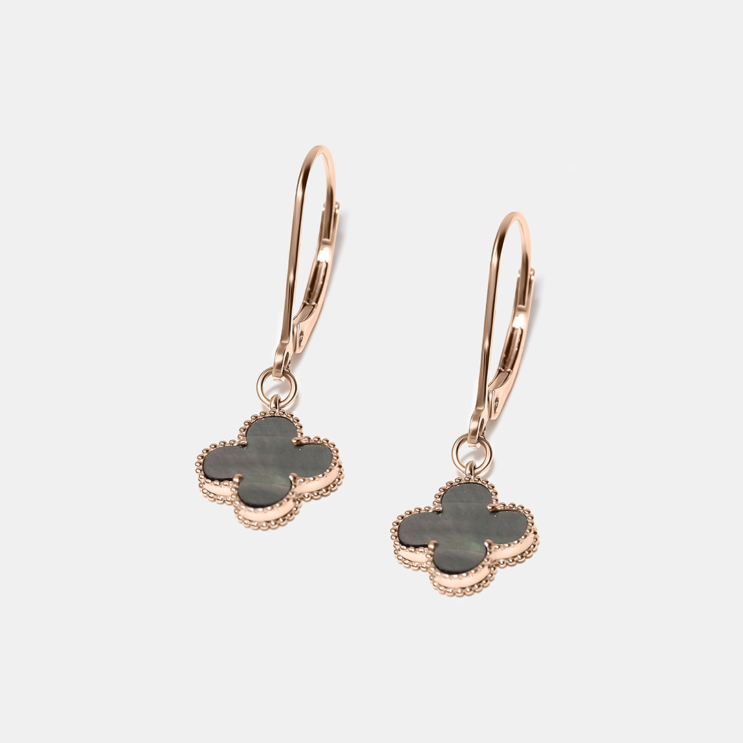 Серьги из золота с перламутром "Клевер"