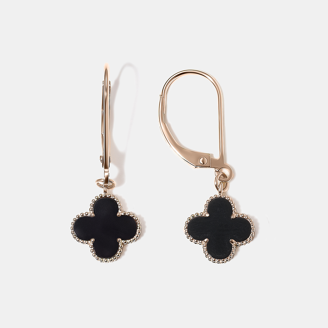 Серьги из золота с агатами "Клевер"