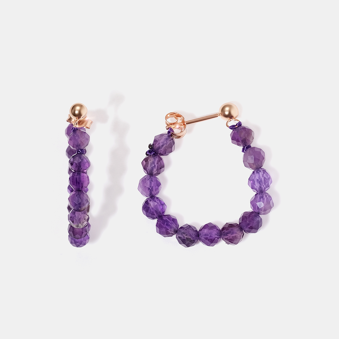 Серьги-пусеты из золота с аметистами