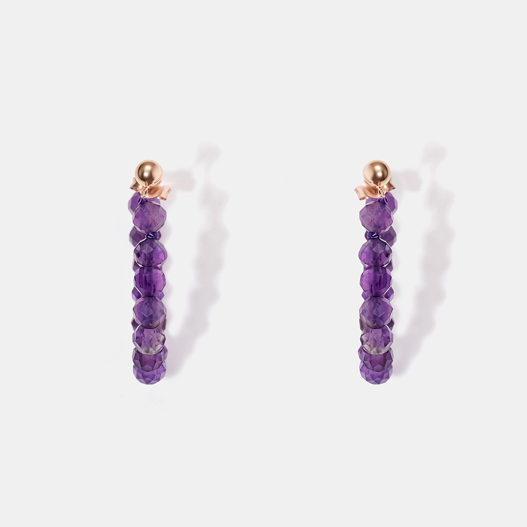 Серьги-пусеты из золота с аметистами