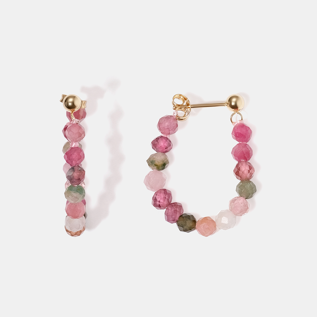 Серьги-пусеты из желтого золота с турмалинами