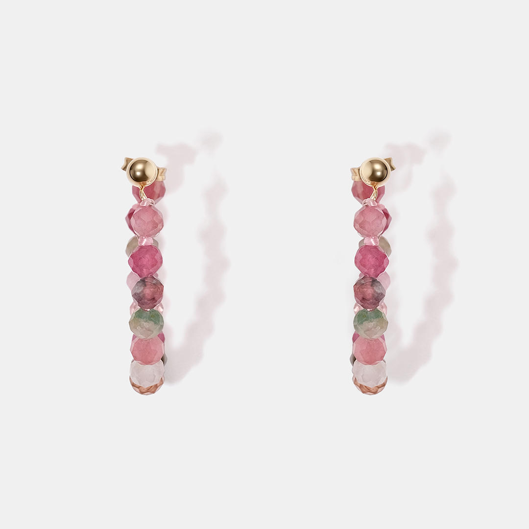 Серьги-пусеты из желтого золота с турмалинами