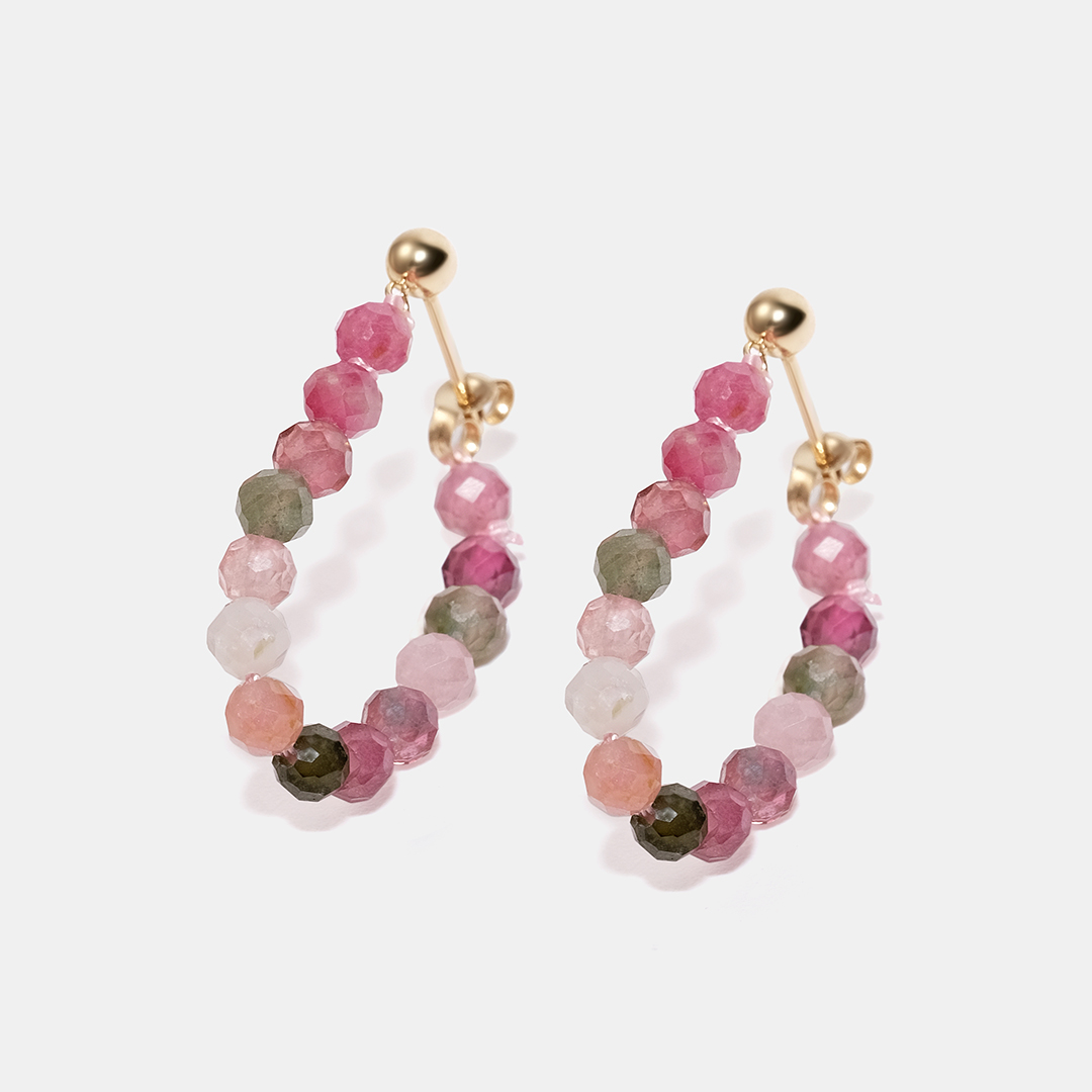 Серьги-пусеты из желтого золота с турмалинами