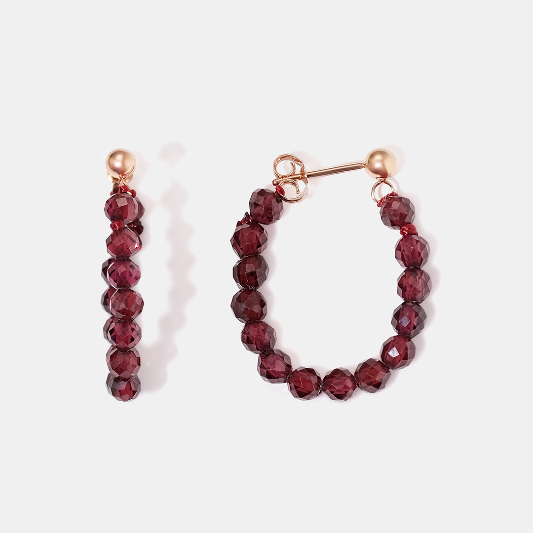 Серьги-пусеты из золота с гранатами