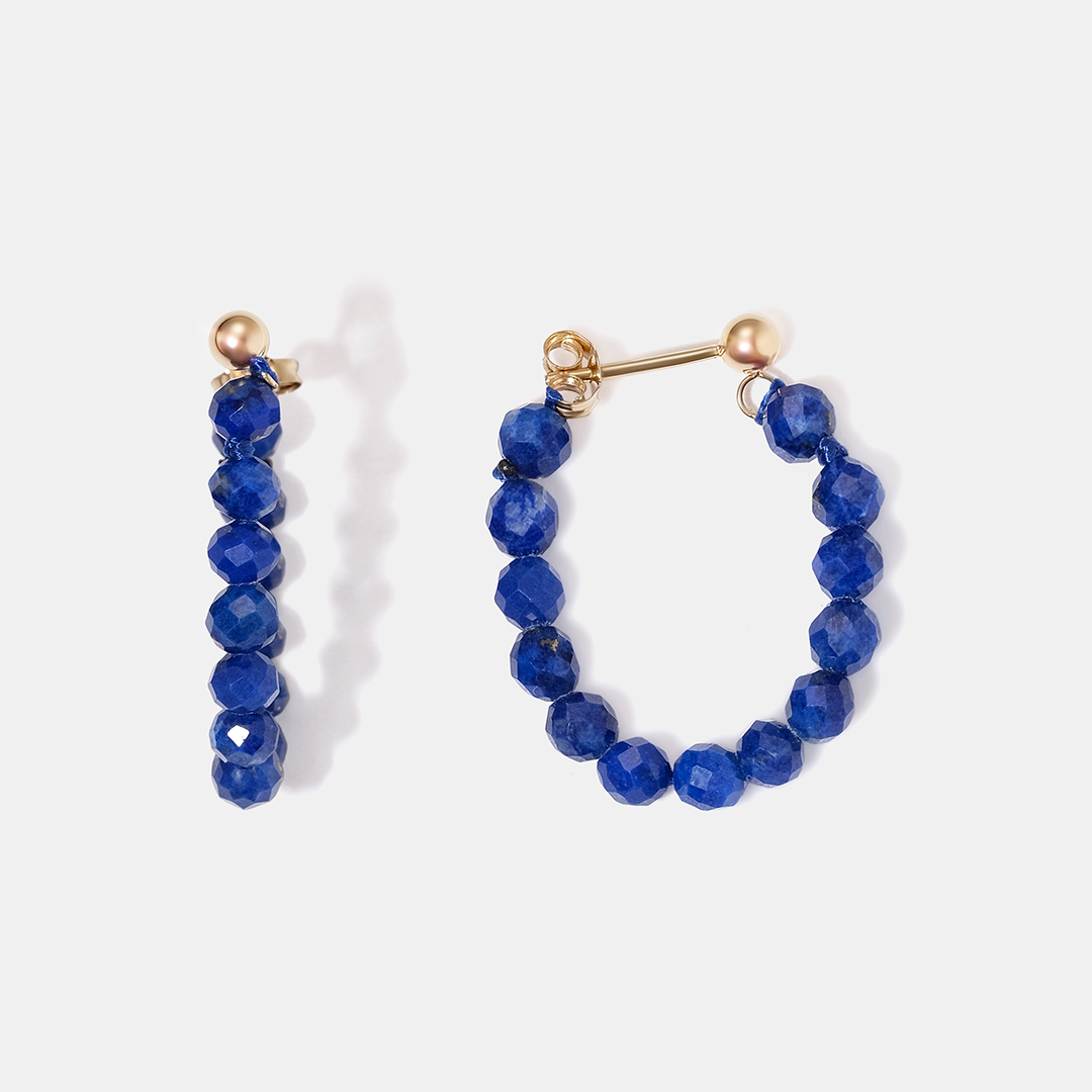 Серьги-пусеты из желтого золота с лазуритами