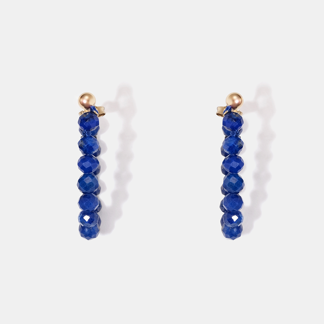 Серьги-пусеты из желтого золота с лазуритами