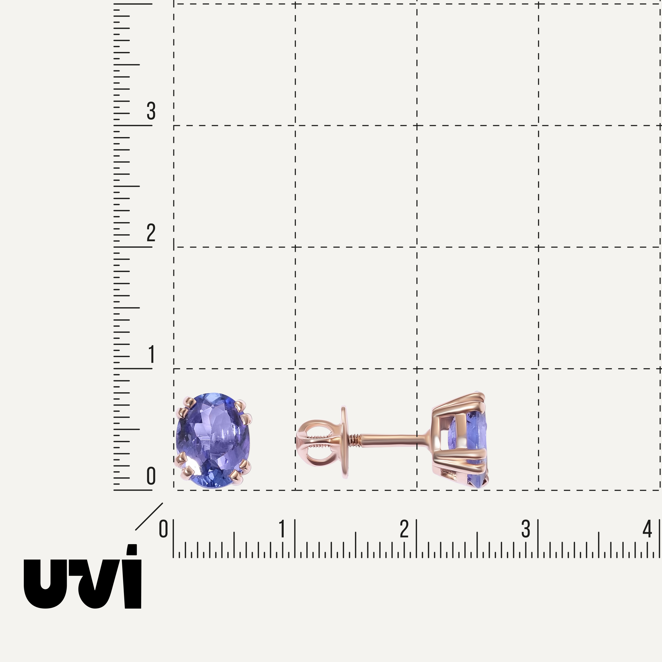 Серьги-пусеты из золота с танзанитами