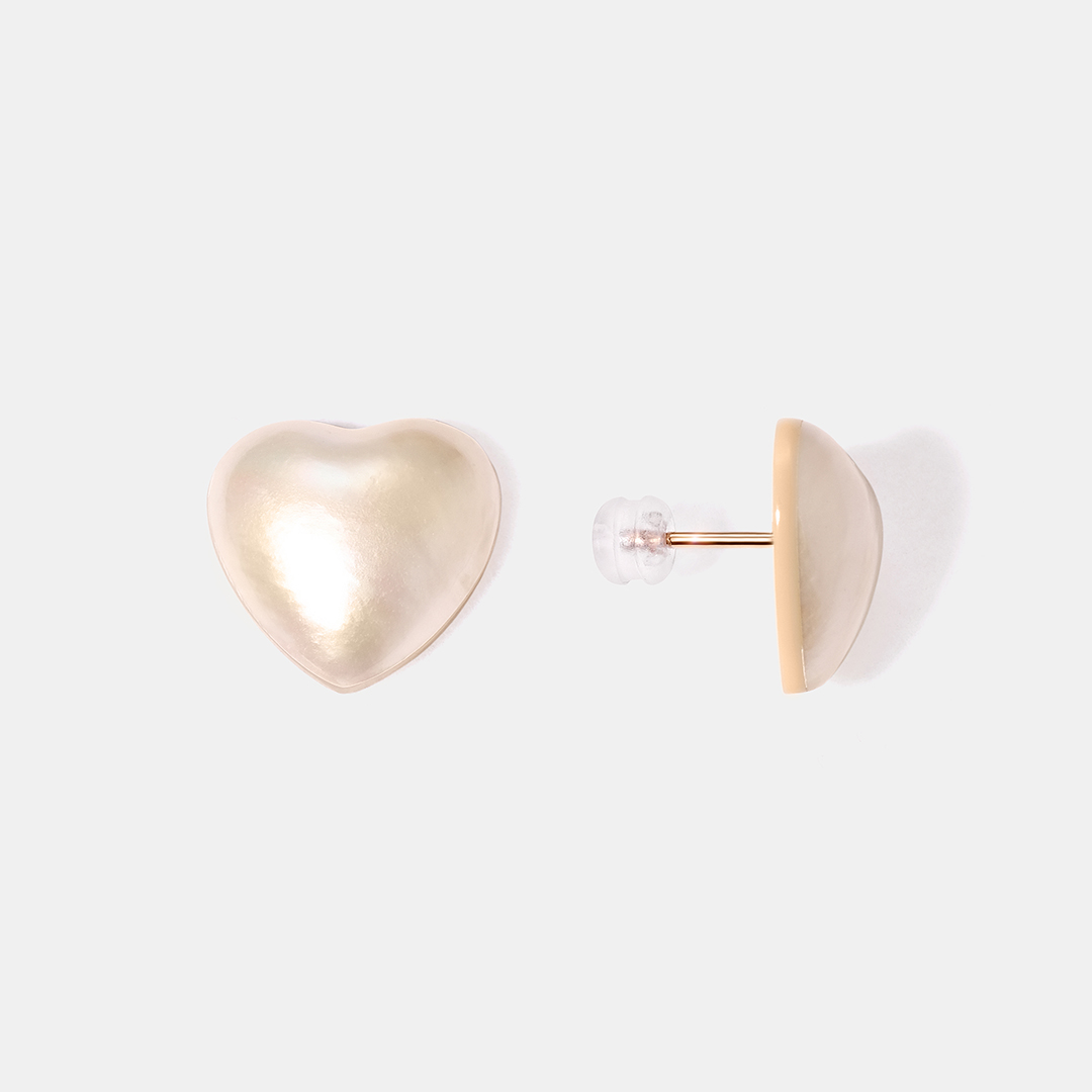 Серьги-пусеты из золота с жемчугом Мабе "Сердца"