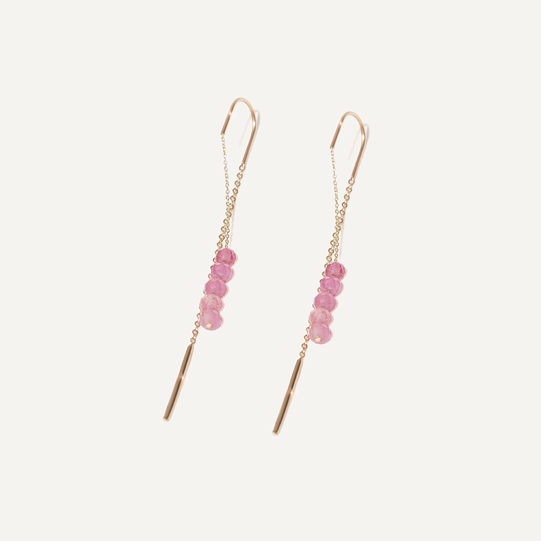 Серьги-протяжки из желтого золота с турмалинами