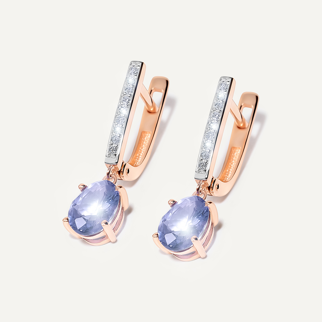 Серьги из золота с танзанитами