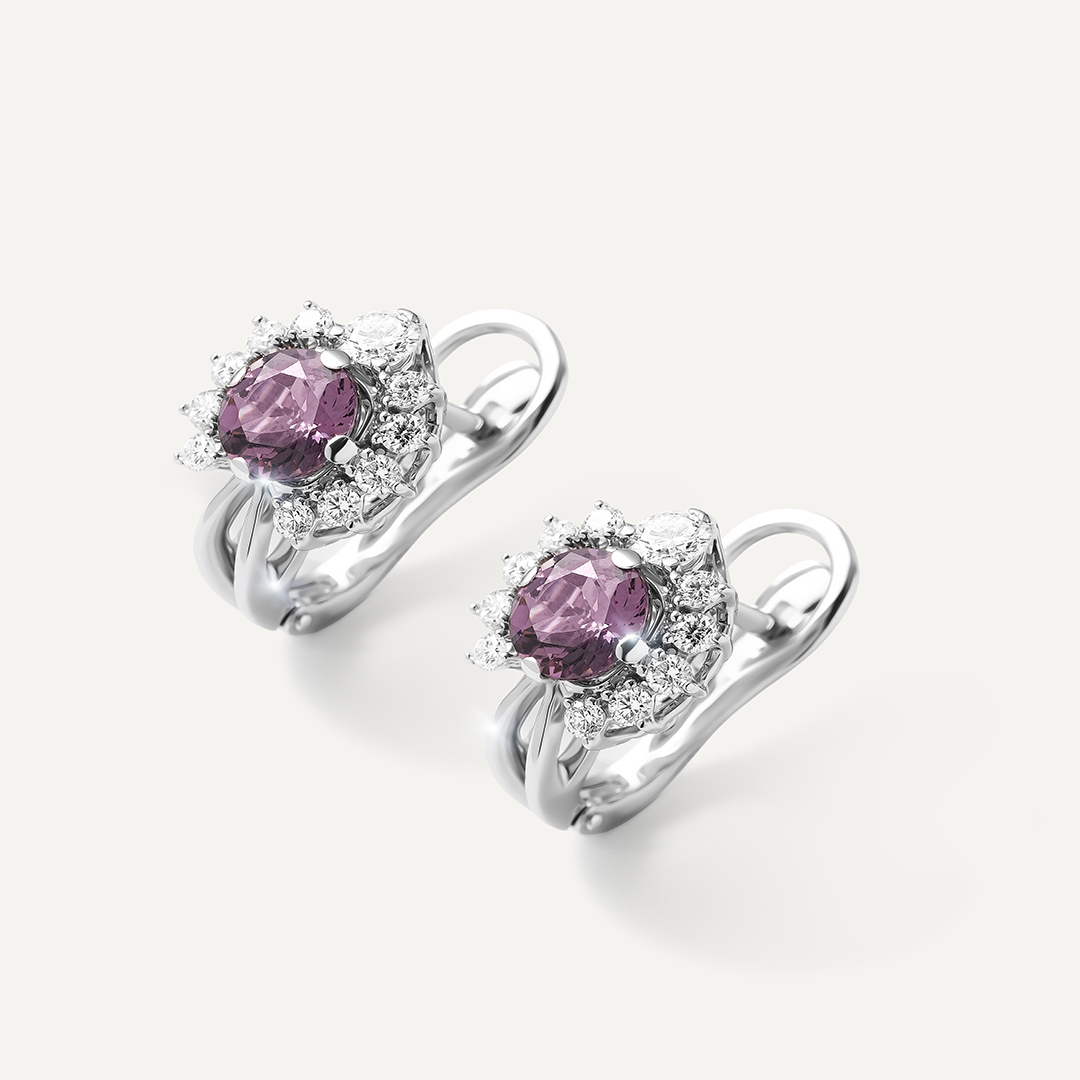 Серьги из белого золота со шпинелью