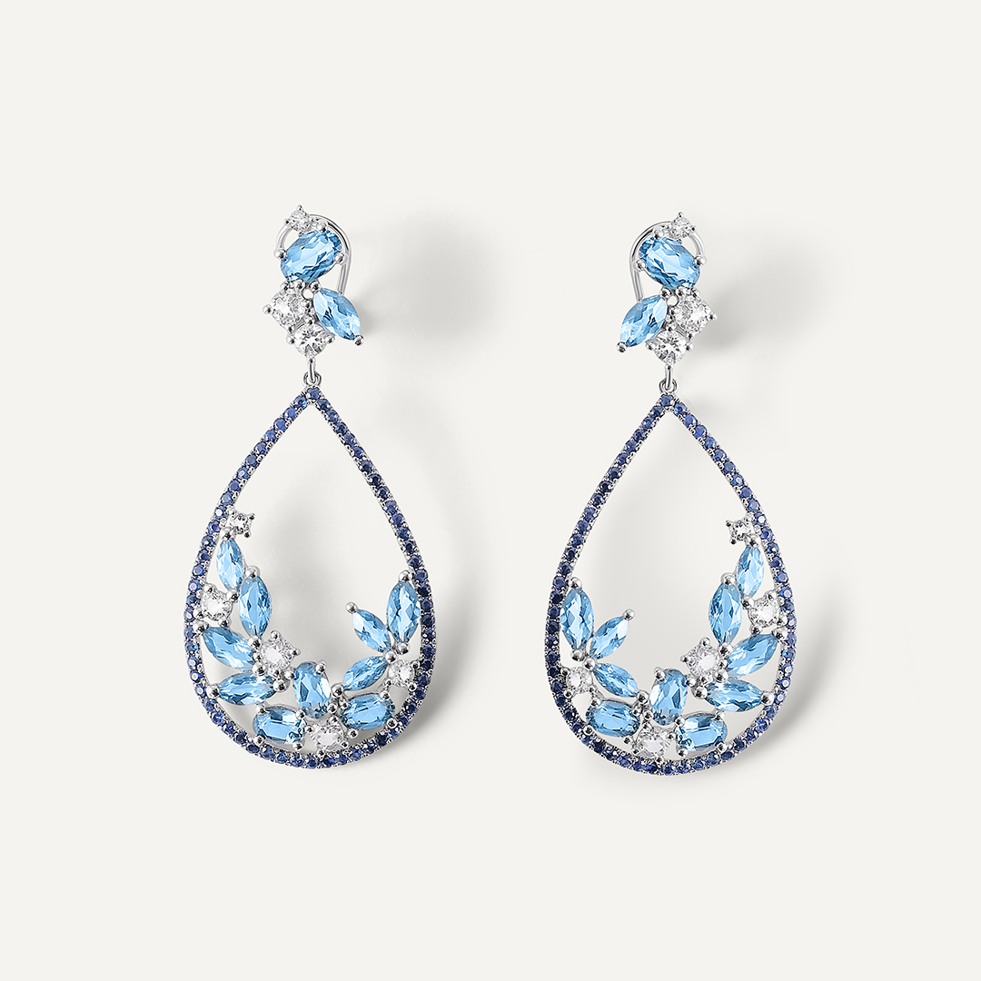 Серьги из белого золота с топазами