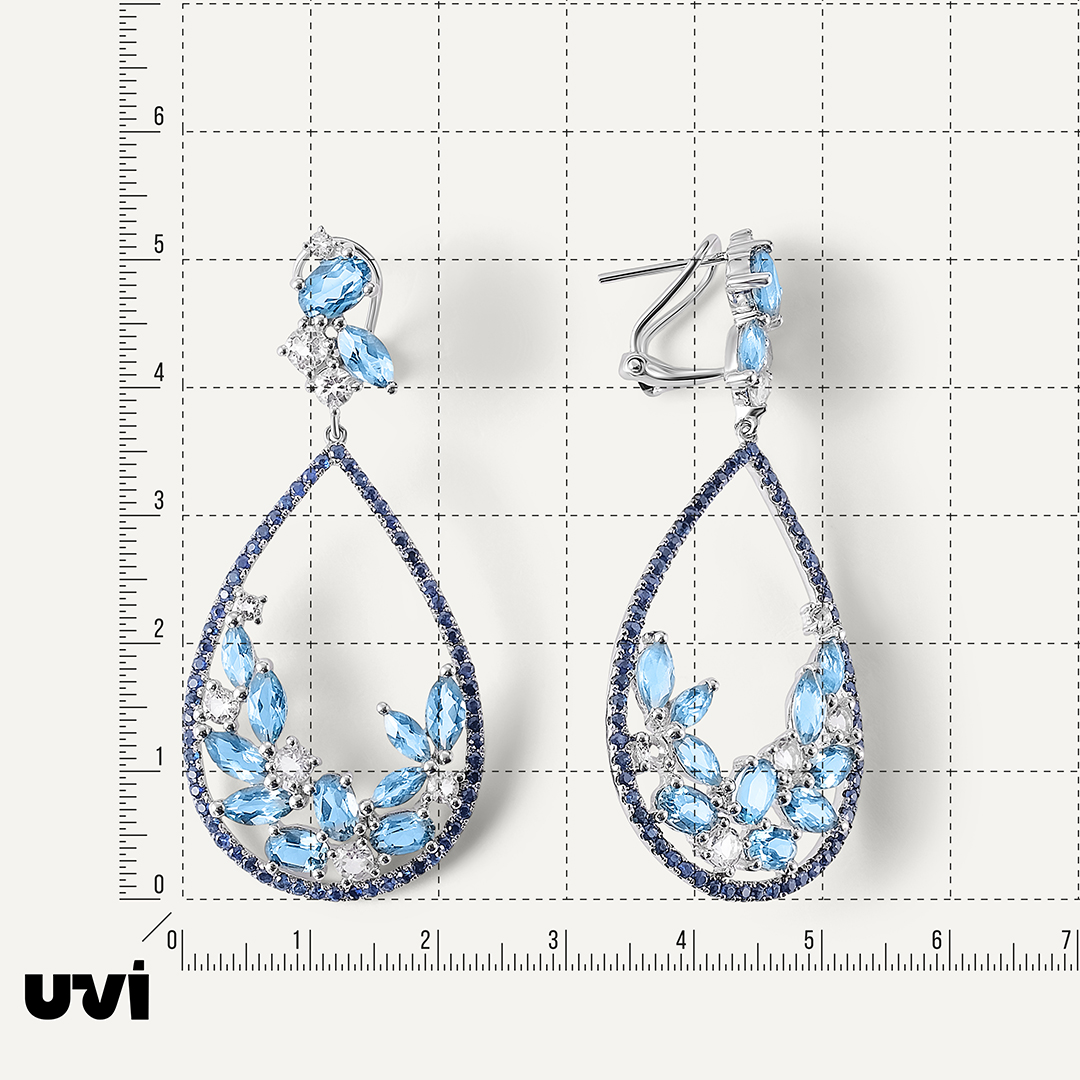 Серьги из белого золота с топазами