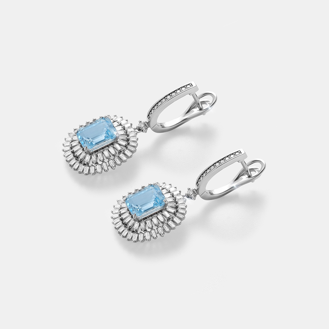 Серьги из белого золота с топазами