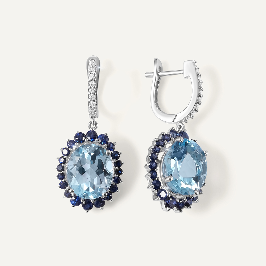 Серьги из белого золота с топазами