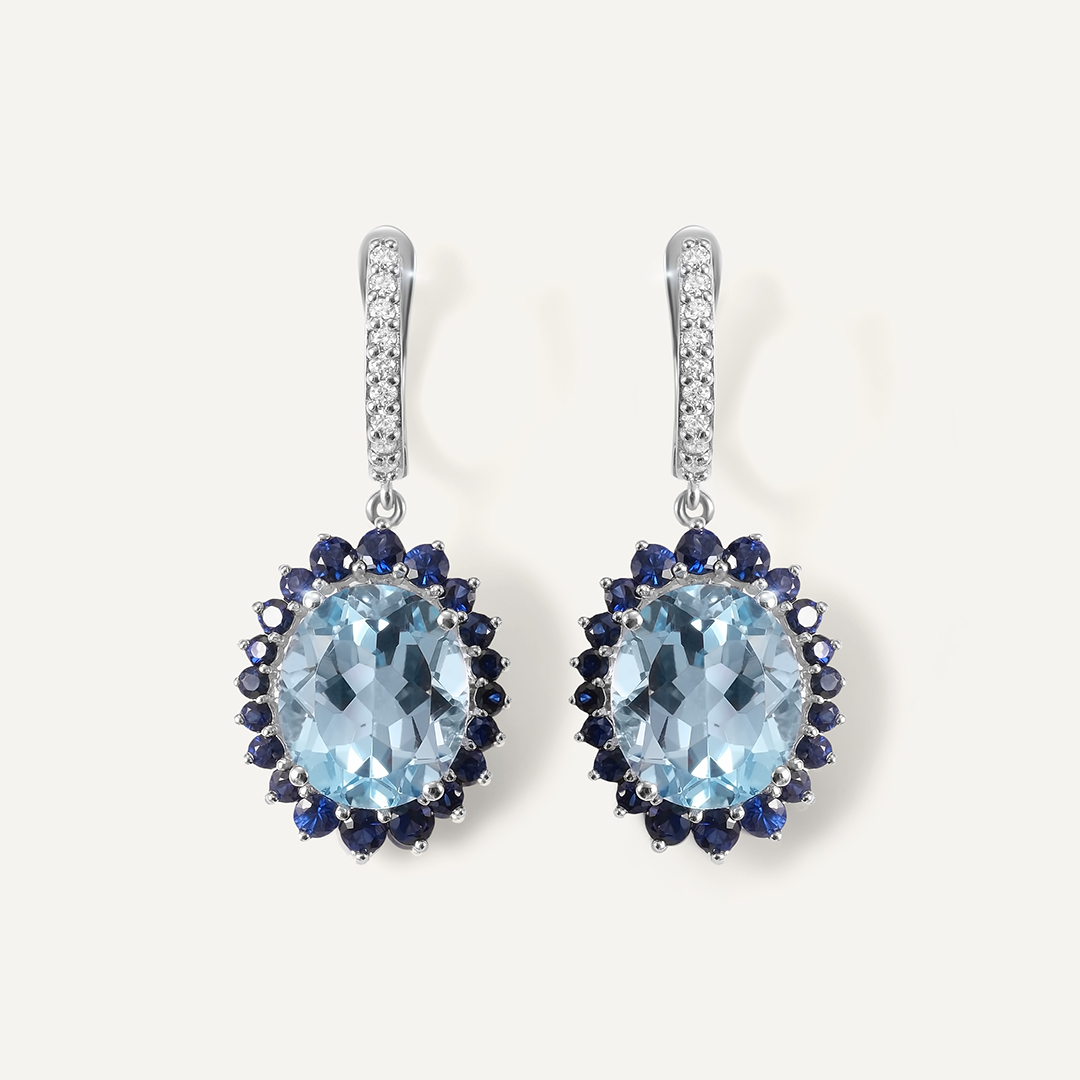 Серьги из белого золота с топазами