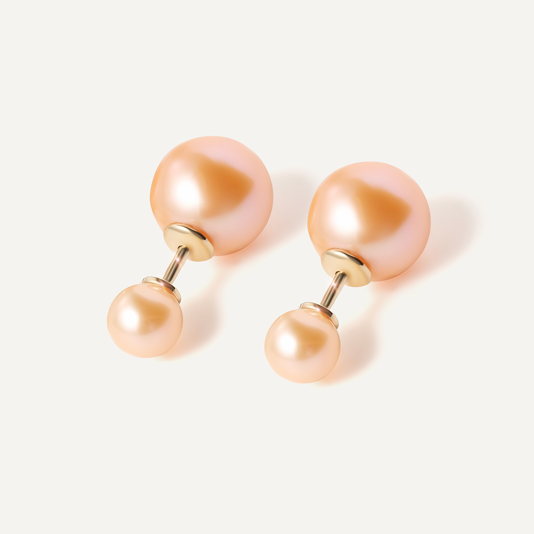 Серьги-пусеты из желтого золота с жемчугом Эдисон