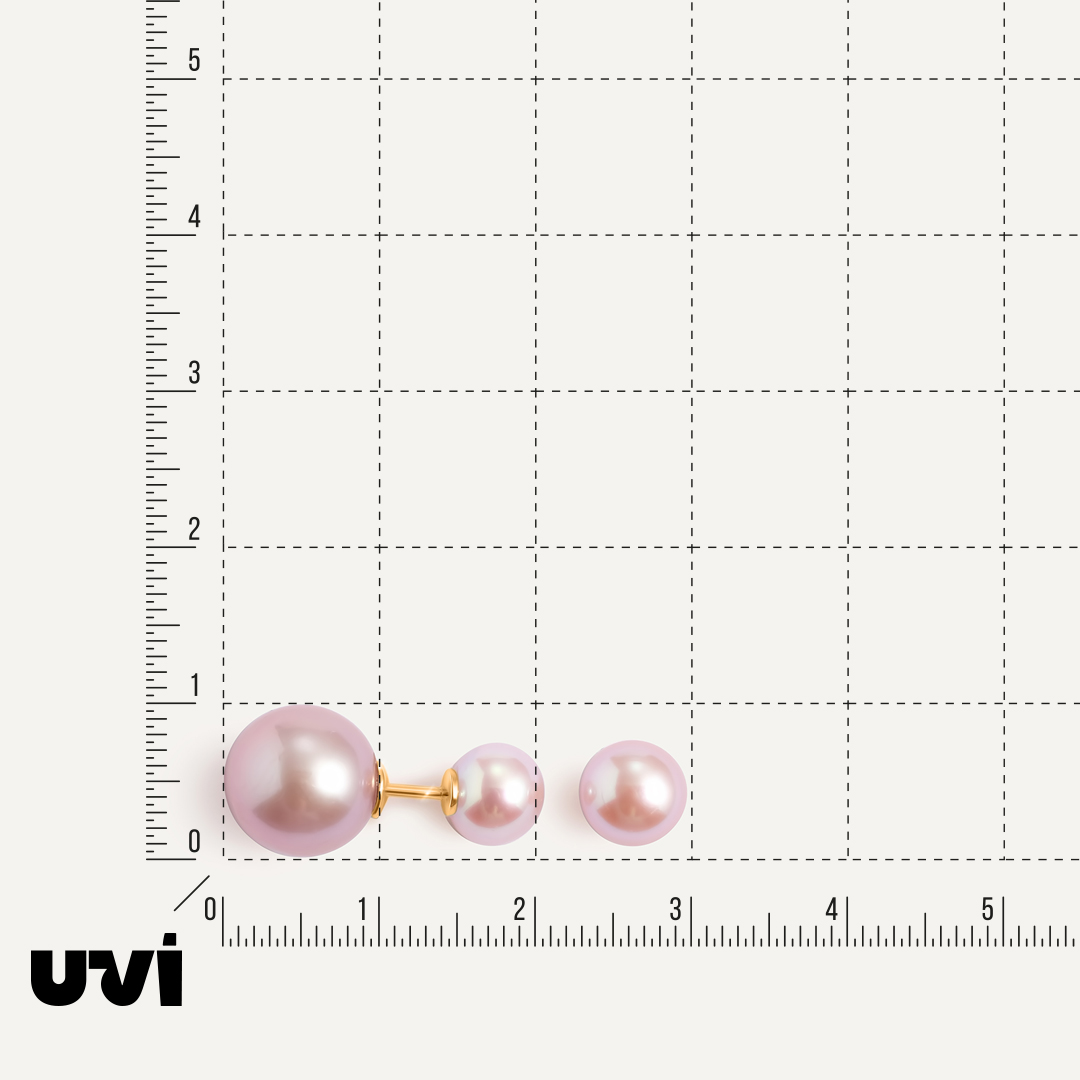 Серьги-пусеты из желтого золота с розовым жемчугом Эдисон