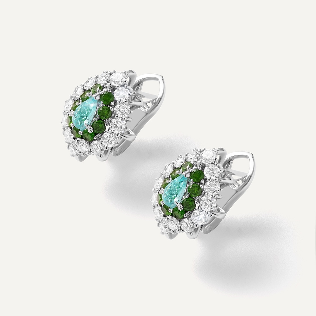 Серьги из белого золота с турмалинами Параиба