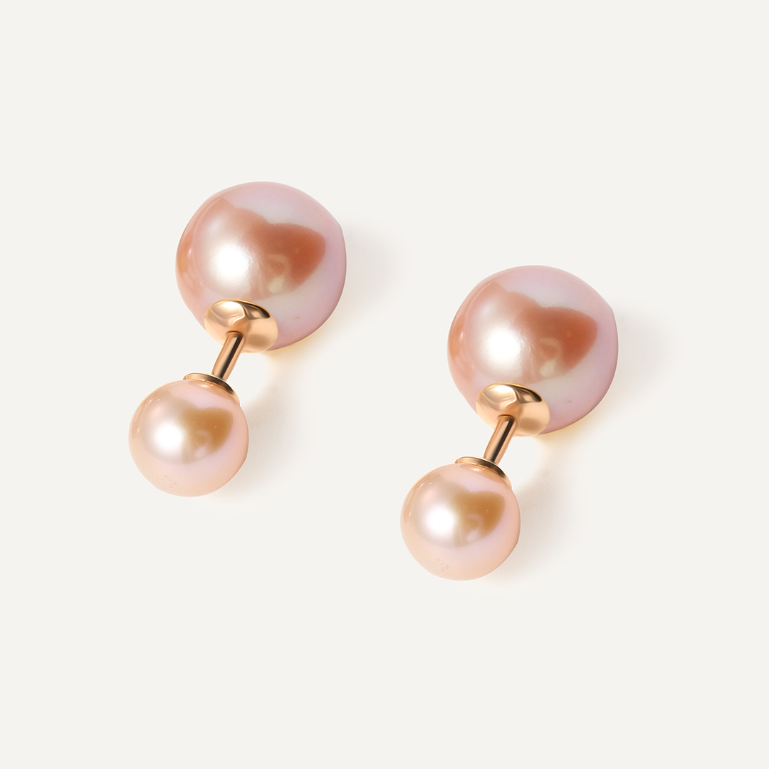 Серьги-пусеты из золота с розовым жемчугом Эдисон