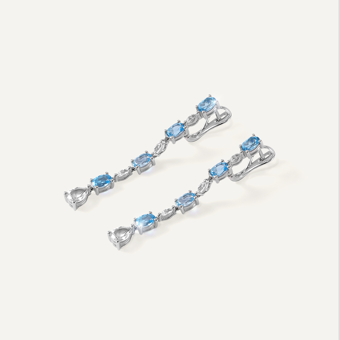 Серьги из белого золота с топазами