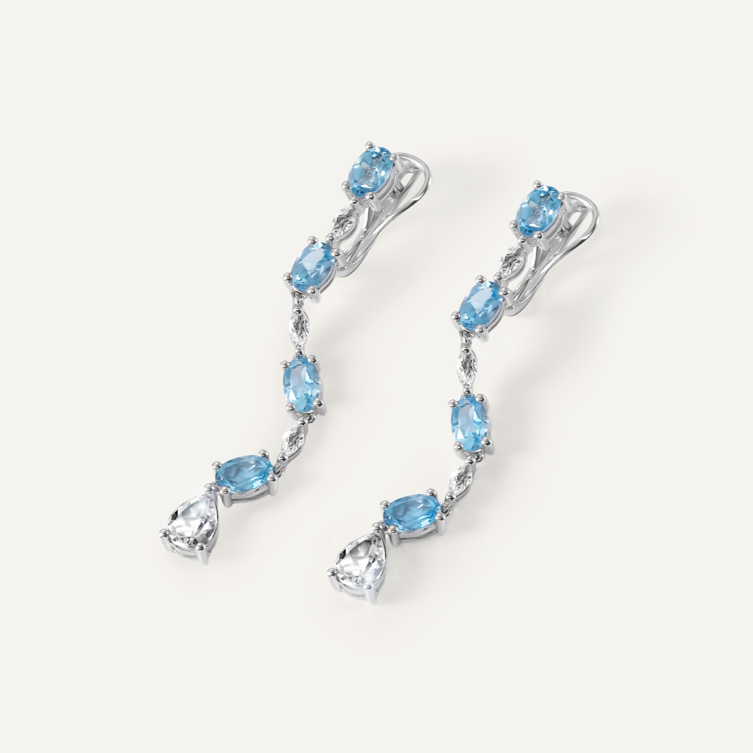 Серьги из белого золота с топазами