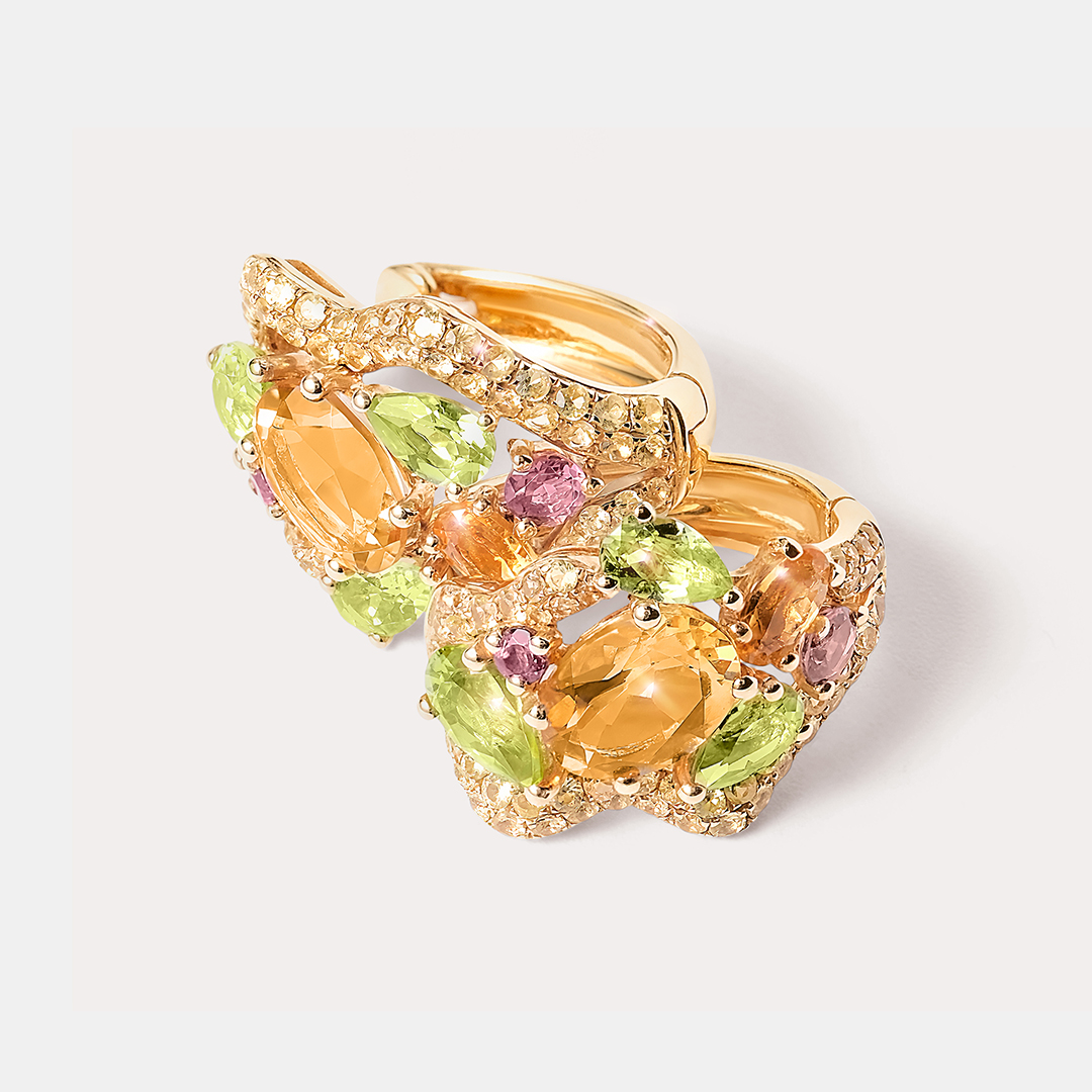 Серьги из желтого золота с самоцветами