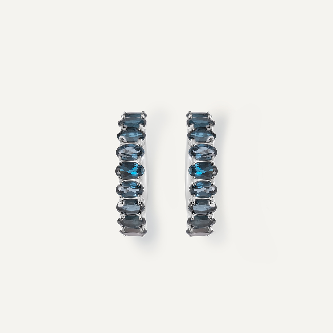 Серьги-конго из белого золота с топазами Лондон