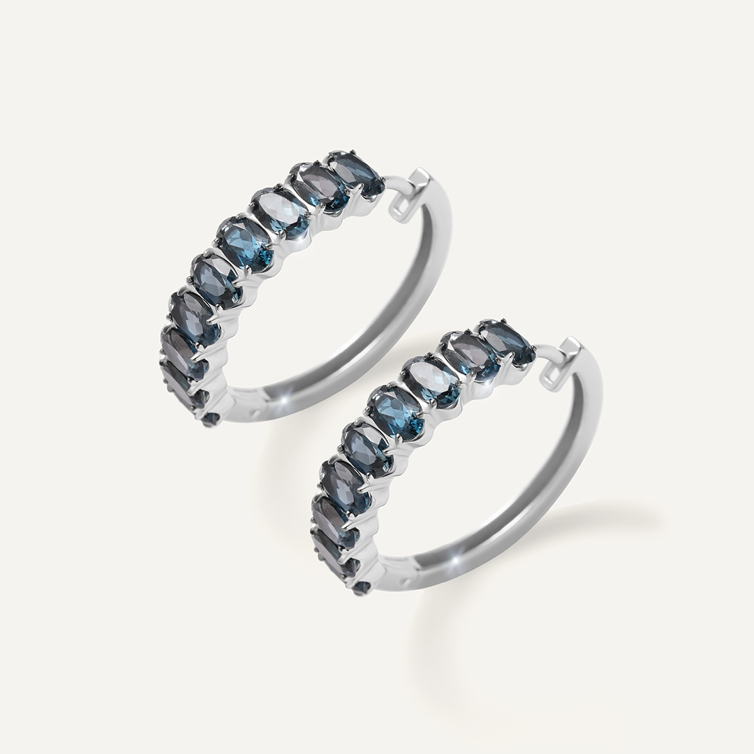 Серьги-конго из белого золота с топазами Лондон